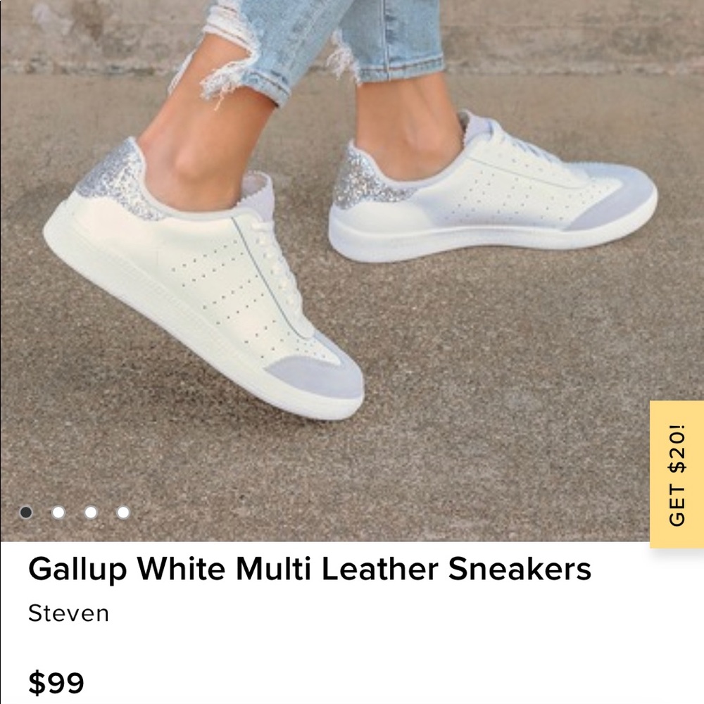 Size 10 Steve New York Gallup White Multi Leather Sneakers